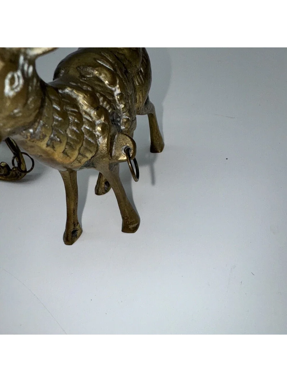 Midcentury Heavy Brass Reindeer And Sleigh long Christmas centerpiece decor